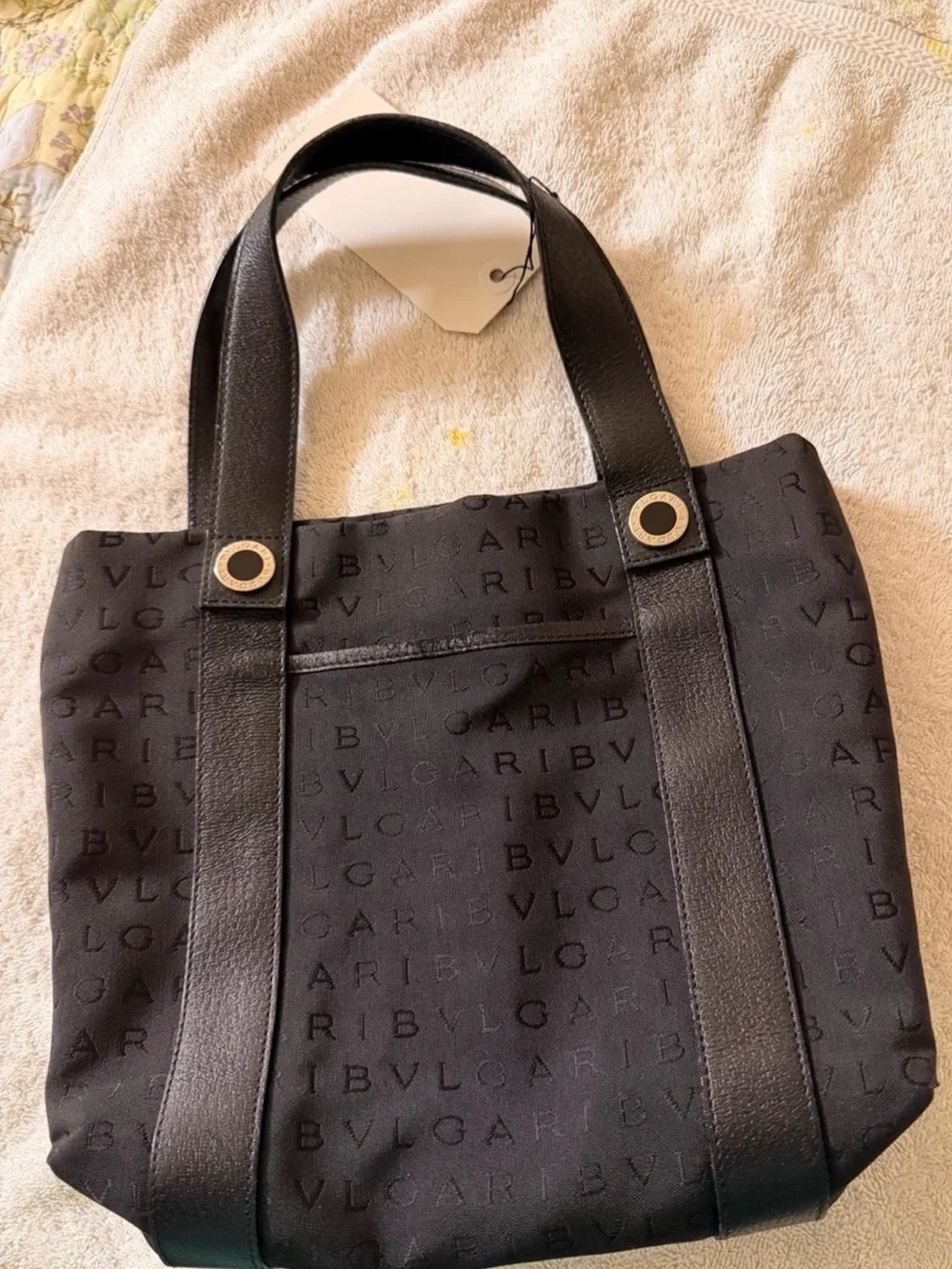 🖤Authentic Bvlgari Logomania Black Canva And Leather Tote 🖤 COA🖤
